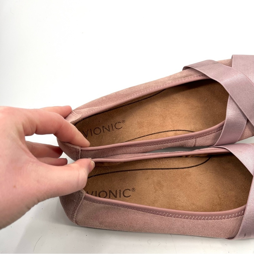 VIONIC Maria Ballet Flats 8.5 Suede Leather Blush Pink Slip On Comfort Flat Shoe - Picture 7 of 9